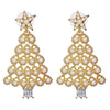 Golden White Crystals Christmas Tree Earrings Fashion Earrings